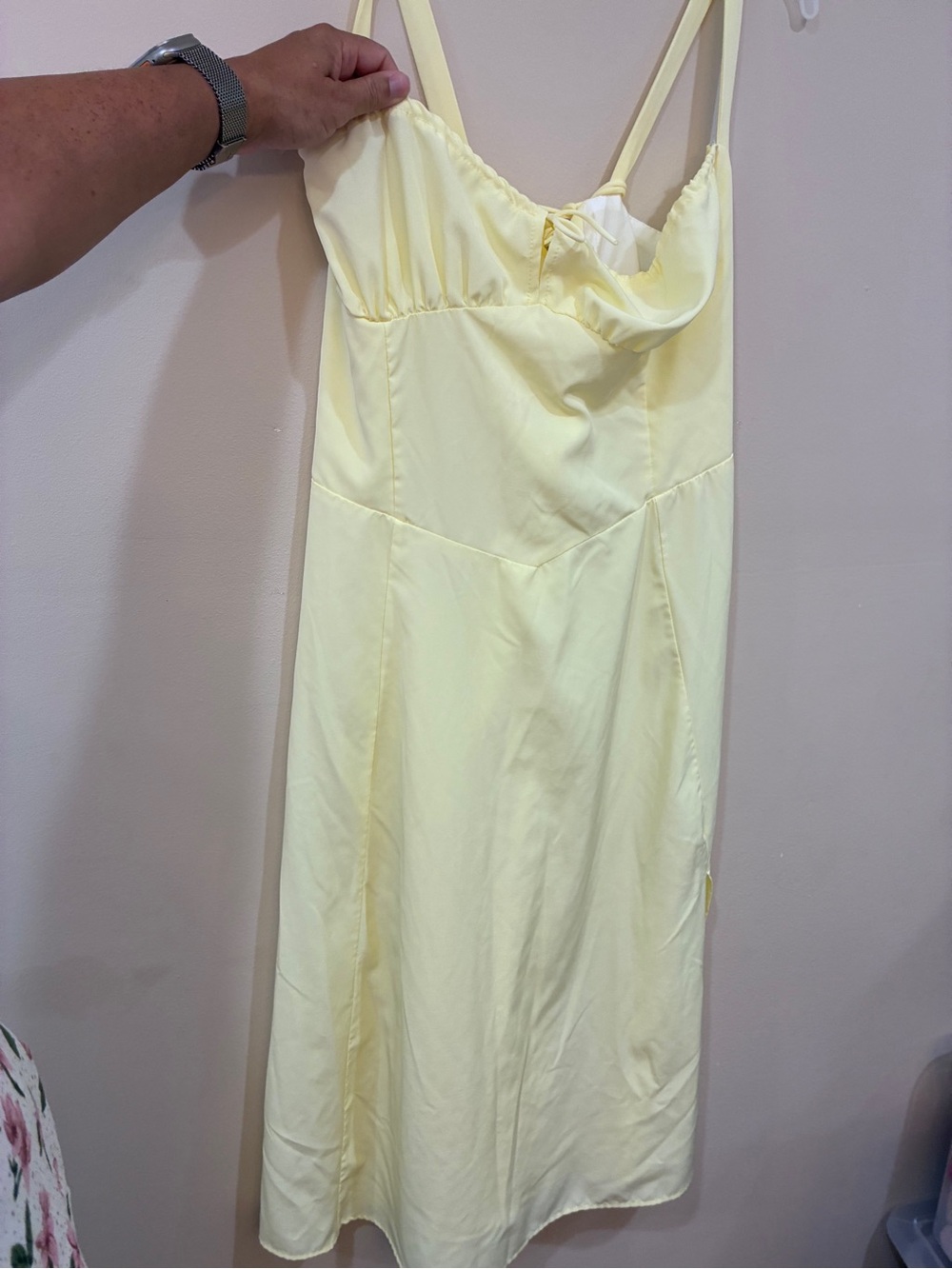 Pale Yellow Sleeveless Milkmaid Dress